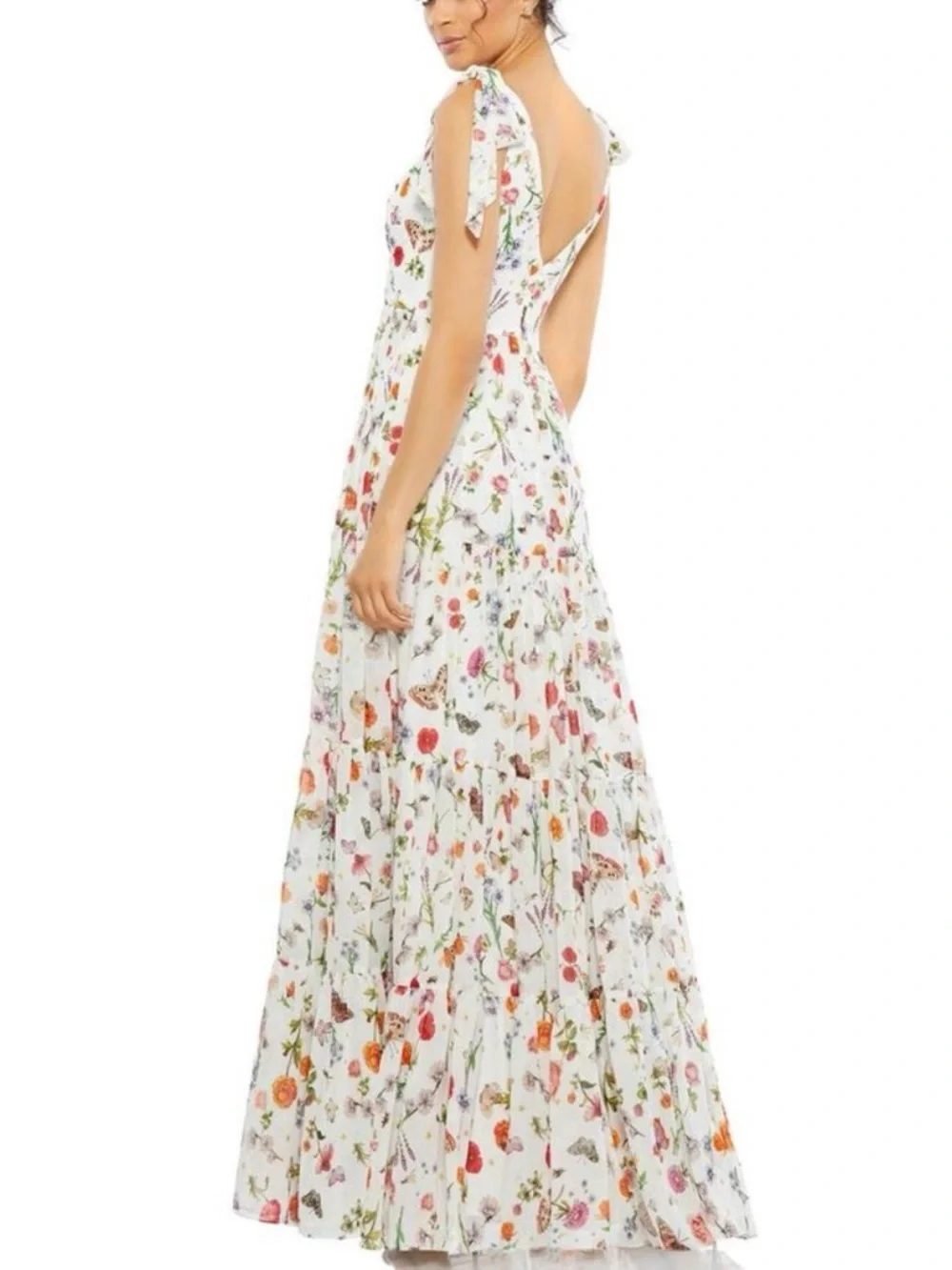 Mac Duggal IEENA White Floral Maxi Dress - Feminine Summer Dress Sz 6 - Picture 5 of 5